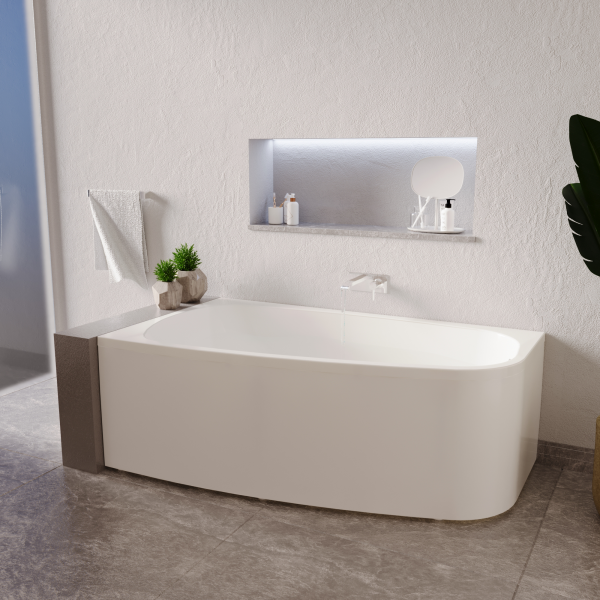 Ванна акриловая Radomir Рона 160x90 L 1-01-0-1-1-343 белая пристенная с каркасом