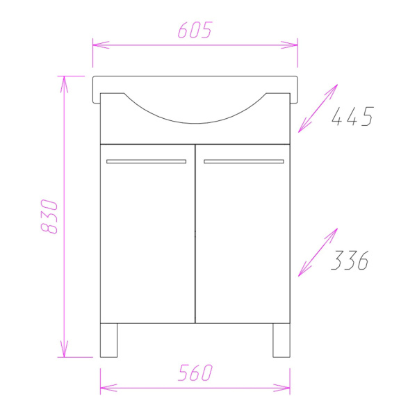 Тумба под раковину Onika Селигер 60 см 106006 белый