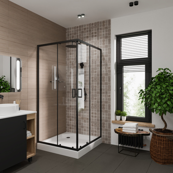 Душевой уголок NIAGARA Nova NG-6808-08 BLACK (90*90*190) квадрат, двери раздвижные, 1 место Душевой уголок NIAGARA Nova NG-6808-08 BLACK (90*90*190) квадрат, двери раздвижные, 1 место