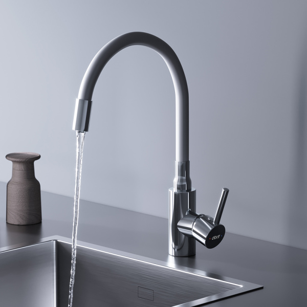 Смеситель для кухонной мойки Dorff Logic D3007633 белый с хромом глянцевый