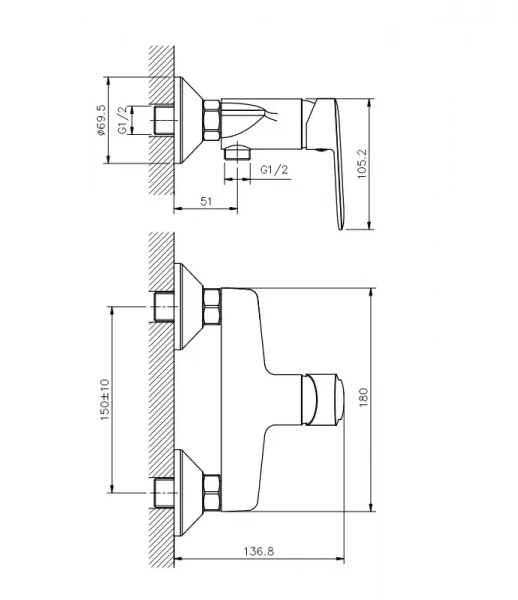 Смеситель для душа Koller Pool LINE LN0450 Смеситель для душа Koller Pool LINE LN0450
