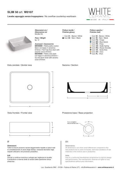 Раковина  White Ceramic Slim W010701 белый Раковина  White Ceramic Slim W010701 белый