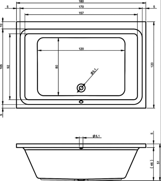 Ванна акриловая Riho Lugo 160x70 B138001005