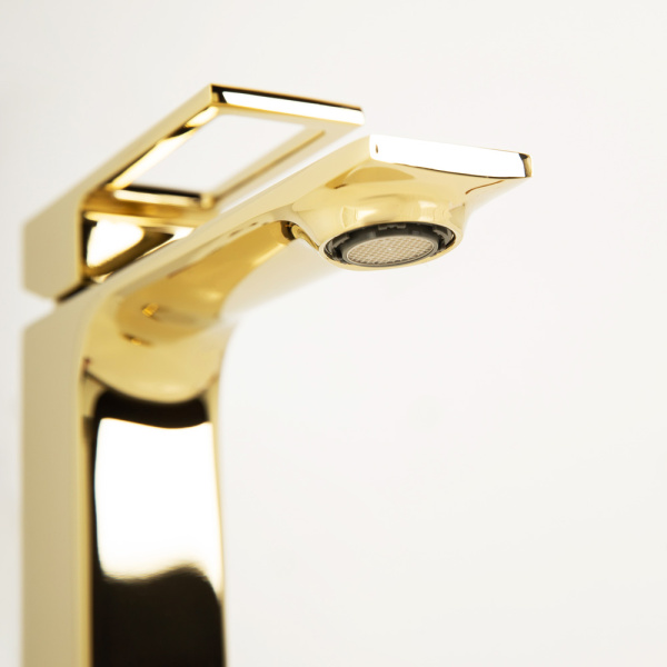 Смеситель для раковины с донным клапаном BelBagno Luce LUC-LVM-ORO золото глянцевый
