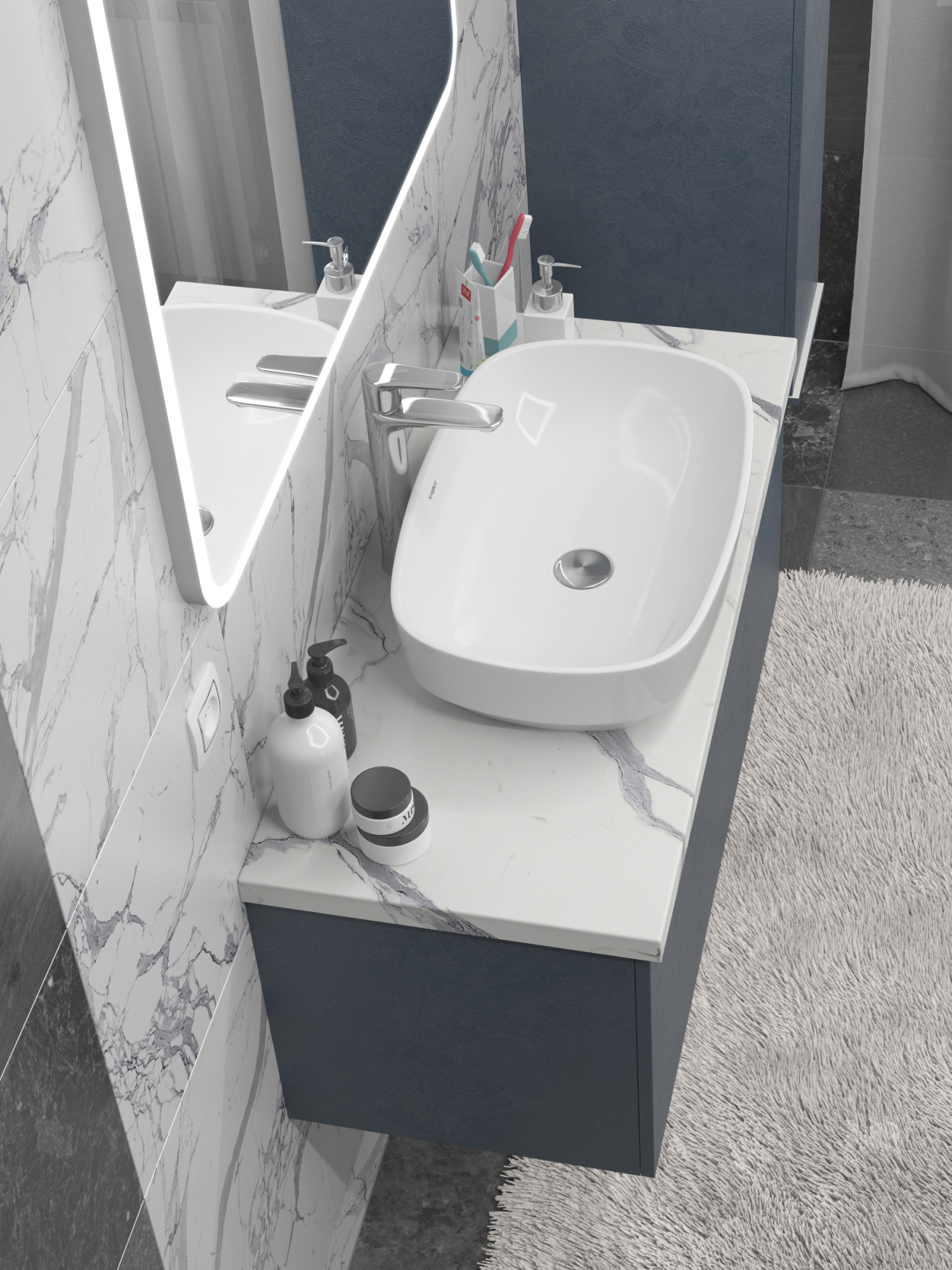 Столешница Какса-А 100 см 005400 для тумб и консолей белый мрамор