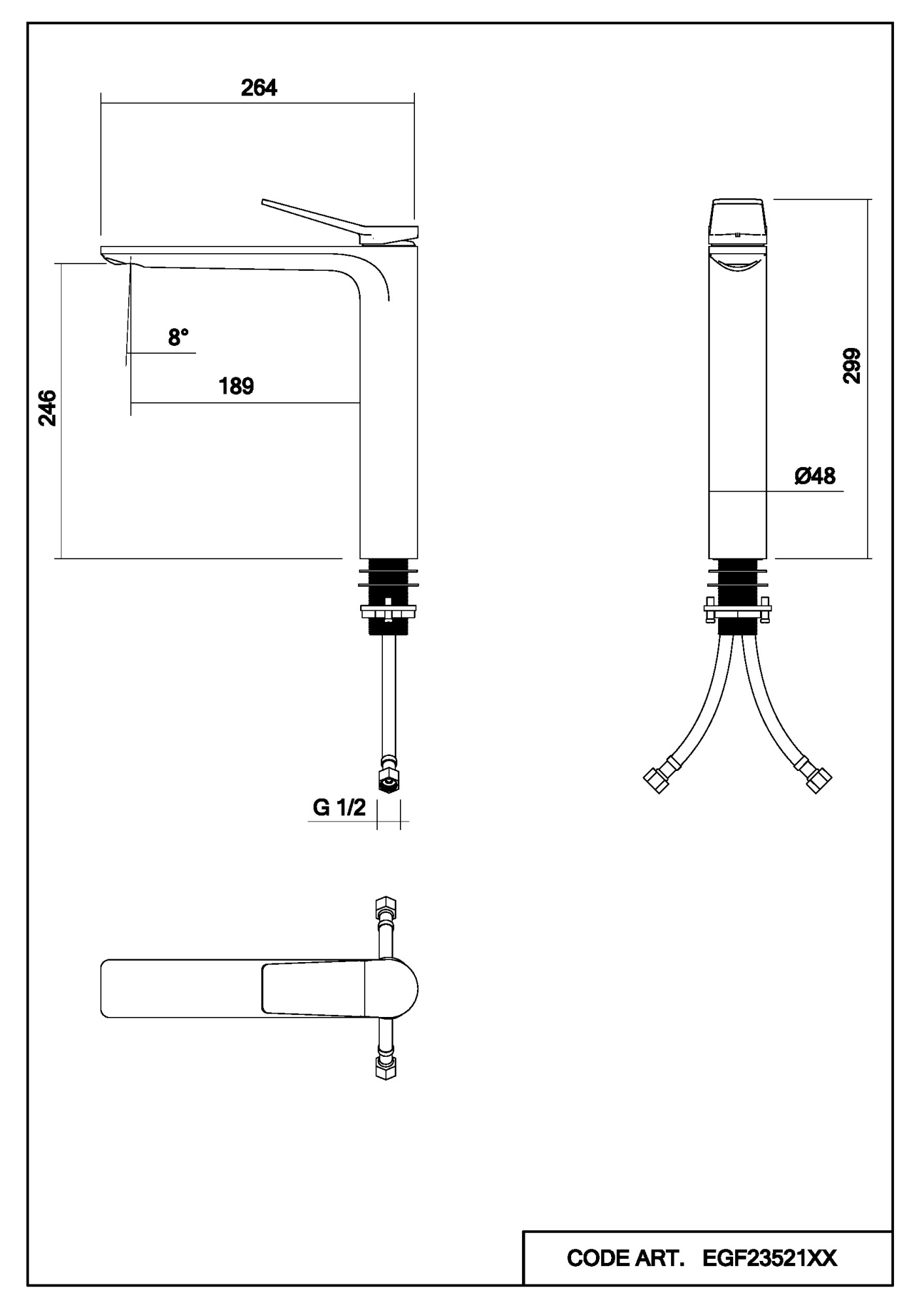 Смеситель для раковины Abelsberg Intensa EGF23521CH хром глянцевый
