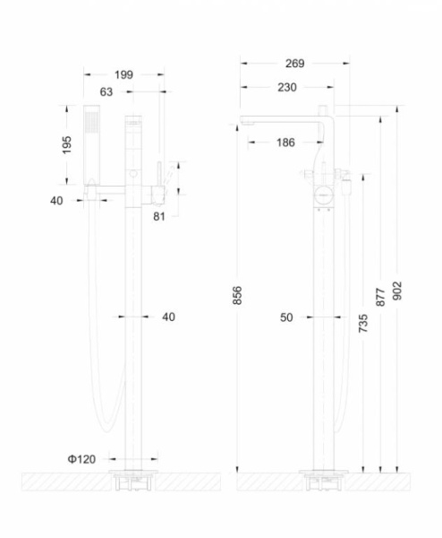 Отдельностоящий смеситель для ванны Bravat Arc, черный F66061K-B3-ENG Отдельностоящий смеситель для ванны Bravat Arc, черный F66061K-B3-ENG