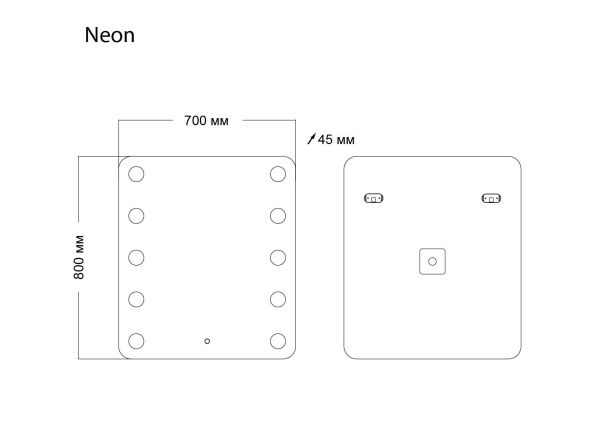 Зеркало GROSSMAN NEON 700*800*45 LED с сенсорным выключателем и гравировкой Зеркало GROSSMAN NEON 700*800*45 LED с сенсорным выключателем и гравировкой