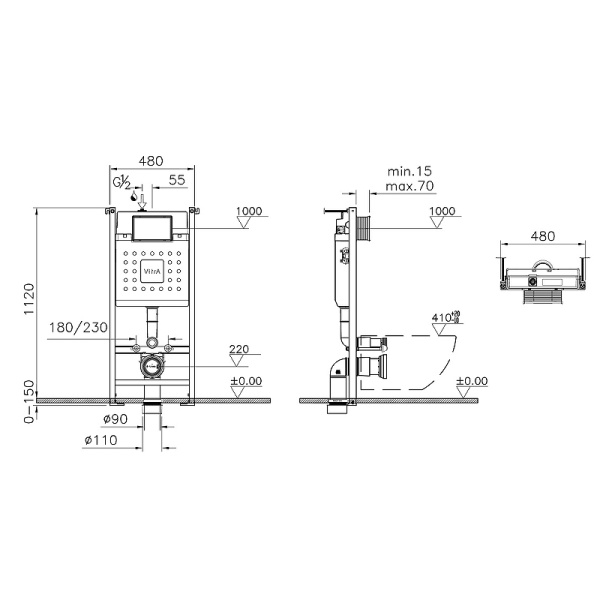 Инсталляция 12 см VitrA V-Fix Core 732-5800-01
