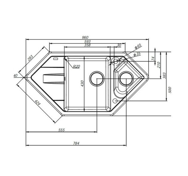 Мойка угловая 96х50х21 см IDDIS Vane G V28P965i87 песок Мойка угловая 96х50х21 см IDDIS Vane G V28P965i87 песок