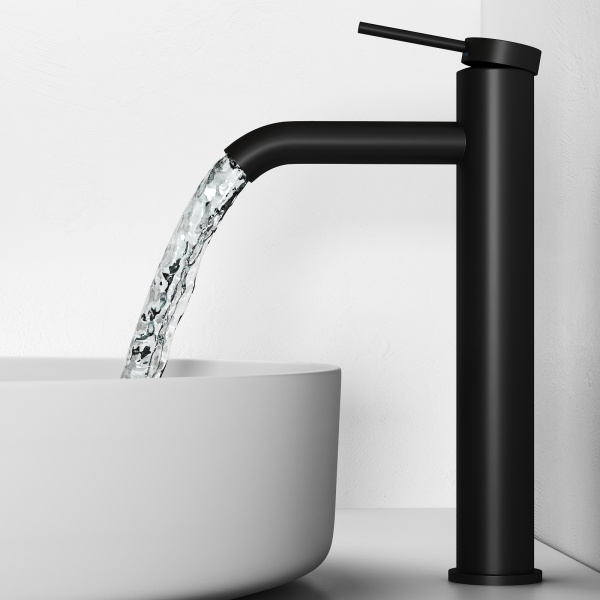 Смеситель для раковины Abelsberg Fluida ERF22003CH вулканический черный матовый