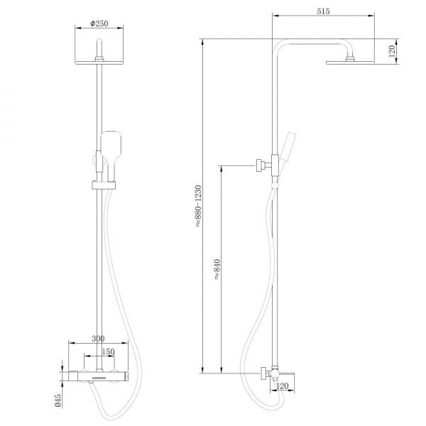 Душевая стойка ABBER Emotion AF8816G с изливом золото матовое Душевая стойка ABBER Emotion AF8816G с изливом золото матовое