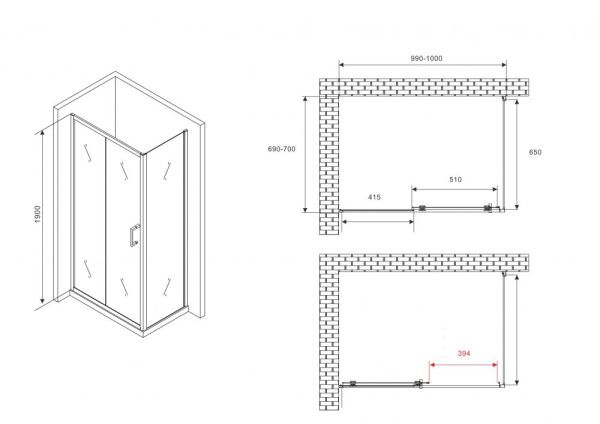 Душевой уголок 100x70 ABBER Schwarzer Diamant AG301005-S705 профиль хром стекло прозрачное Душевой уголок 100x70 ABBER Schwarzer Diamant AG301005-S705 профиль хром стекло прозрачное