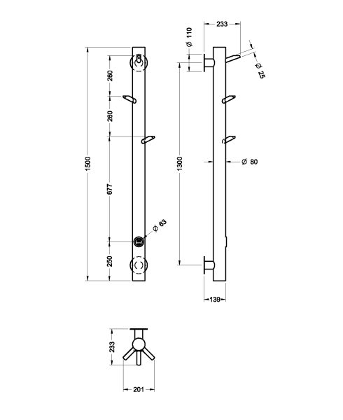 Полотенцесушитель Boheme Oak 5x150 724-50-MW 130W белый матовый
