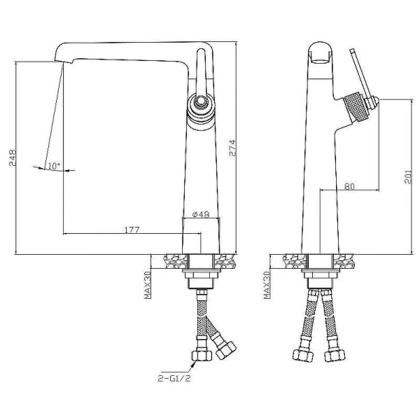 Смеситель для раковины Esko Bangkok Black BG25B черный матовый