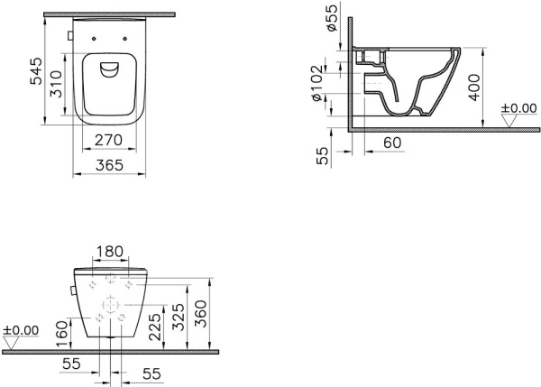 Подвесной безободковый унитаз VitrA Integra Square 7082B003-0075 Подвесной безободковый унитаз VitrA Integra Square 7082B003-0075