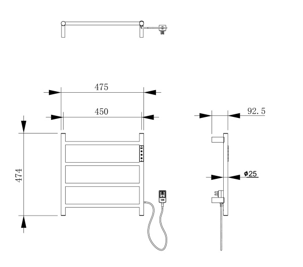 Полотенцесушитель электрический Wonzon & Woghand Bonn WW-AL404-BR подвесной никель брашированный