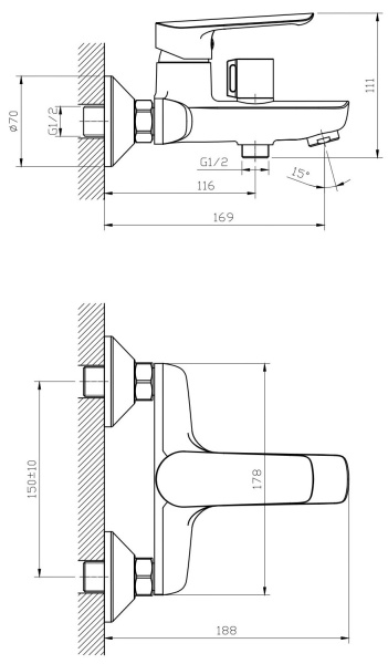 Смеситель для ванны Esko Lagos LG54B черный
