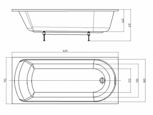 Ванна акриловая 160x75 AQUATEK Ника NIK160-0000001 Ванна акриловая 160x75 AQUATEK Ника NIK160-0000001
