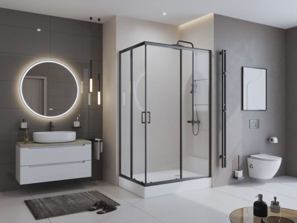 Душевой уголок 100x120 см BelBagno UNO-195 UNO-195-AH-2-120/100-C-NERO черный матовый Душевой уголок 100x120 см BelBagno UNO-195 UNO-195-AH-2-120/100-C-NERO черный матовый