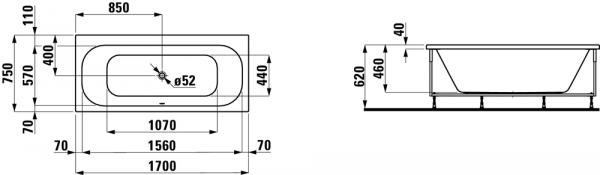 Акриловая ванна 170x75 Laufen Solutions 2.2353.5.000.000.1 Акриловая ванна 170x75 Laufen Solutions 2.2353.5.000.000.1