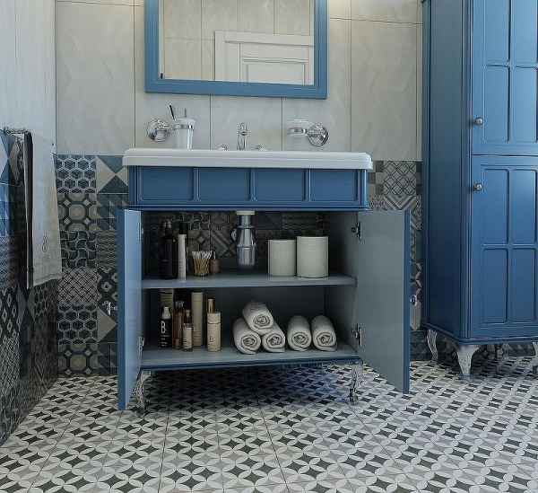 Тумба с раковиной Caprigo Borgo 80 см 33412CH-029.000.00.20 напольная синяя