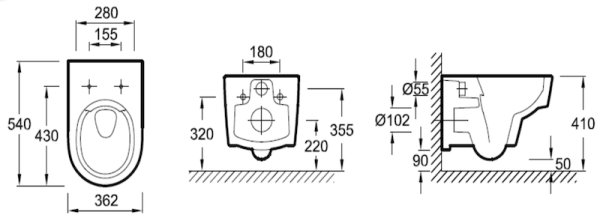 Унитаз Jacob Delafon Odeon Rive Gauche EDR102-00 подвесной безободковый