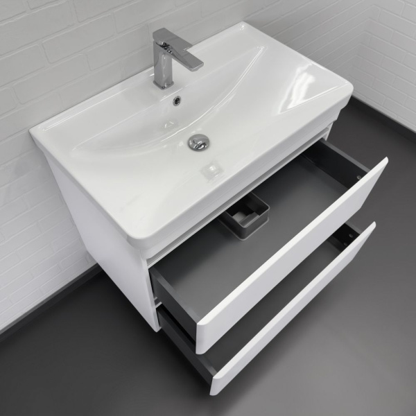 Тумба с раковиной Comforty Валдай 80 см 00-00019071 подвесная белая