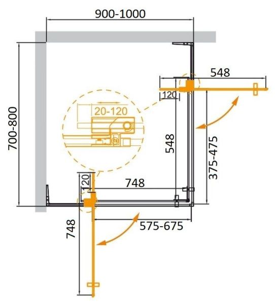 Душевой уголок 90x70 см Cezares SLIDER SLIDER-AH-2-70/80-90/100-C-NERO черный матовый