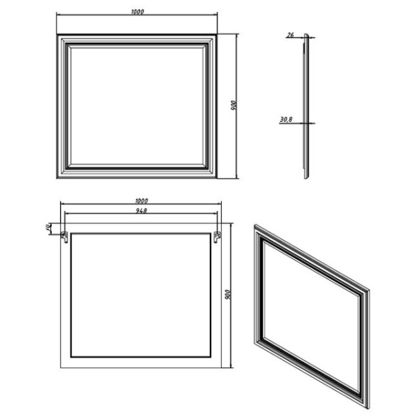 Зеркало Caprigo Фреско 100 см 10634-В016 Зеркало Caprigo Фреско 100 см 10634-В016