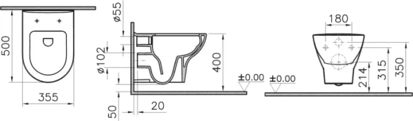 Унитаз VitrA Zentrum 5795B003-6077 безободковый с сиденьем микролифт