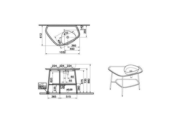 Столешница правосторонняя 104x62 см VitrA PLURAL 62581 Столешница правосторонняя 104x62 см VitrA PLURAL 62581