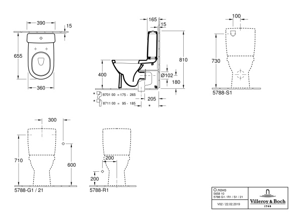 Бачок для унитаза Villeroy & Boch O.Novo 5788S1R1