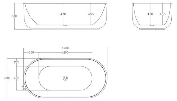 Акриловая ванна отдельностоящая 170x80 см BelBagno  BB401-1700-800 белый Акриловая ванна отдельностоящая 170x80 см BelBagno  BB401-1700-800 белый