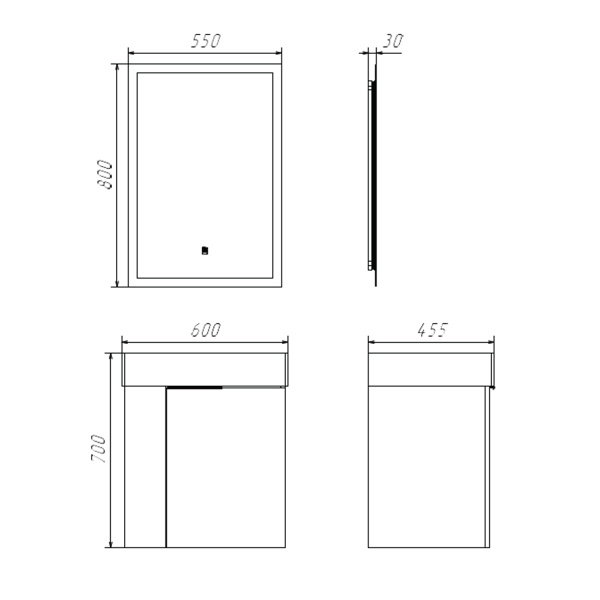 Тумба с раковиной Comforty Асти 60 см 00-00019191 подвесная бетон светлый