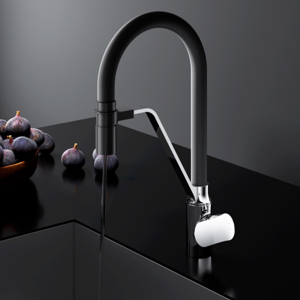 Смеситель для кухонной мойки Am.Pm Like с каналом для фильтра F8007802 черный с хромом матовый