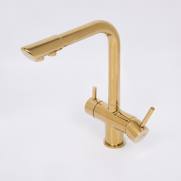 Смеситель для мойки с дополнительным изливом для фильтра WasserKRAFT A8377 золото глянцевый