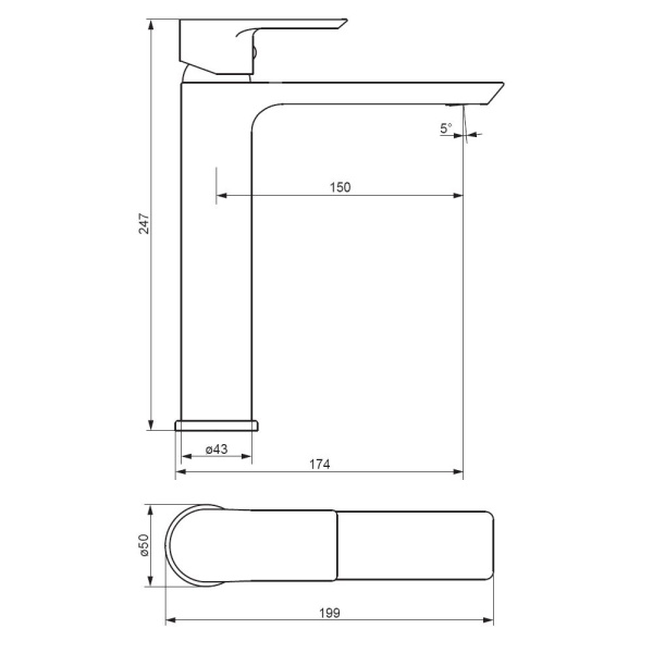 Смеситель для раковины Damixa Apollo хром глянцевый