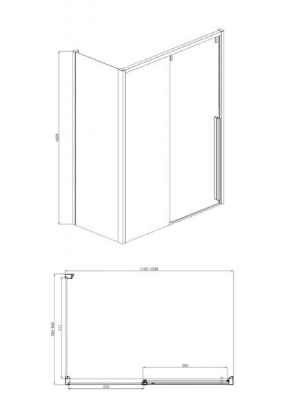 Душевой уголок с одной раздвижной дверью 1200х800х1950 мм BRAVAT SLIM LINE BS120.3104A Душевой уголок с одной раздвижной дверью 1200х800х1950 мм BRAVAT SLIM LINE BS120.3104A