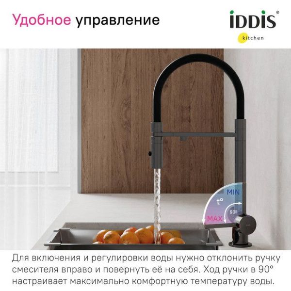 Смеситель для кухни с фильтром и гибким изливом IDDIS Ace ACEGMFFi05 графит Смеситель для кухни с фильтром и гибким изливом IDDIS Ace ACEGMFFi05 графит