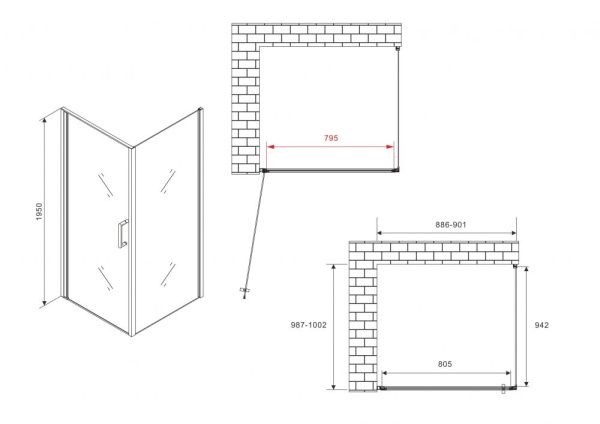 Душевой уголок 90x100 ABBER Sonnenstrand AG04090-S100 профиль хром стекло прозрачное Душевой уголок 90x100 ABBER Sonnenstrand AG04090-S100 профиль хром стекло прозрачное