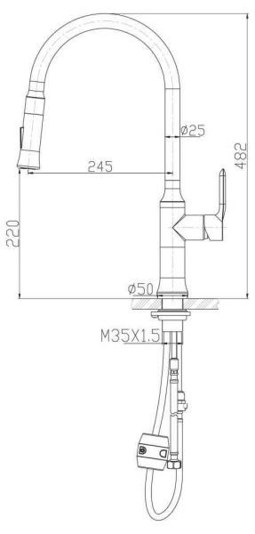 Смеситель для кухни  BelBagno NOVA BB-LAM38-IN хром матовый Смеситель для кухни  BelBagno NOVA BB-LAM38-IN хром матовый