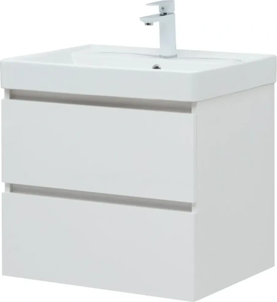 Тумба под раковину Aquanet Вега 60 см 00308318 подвесная белая глянцевая