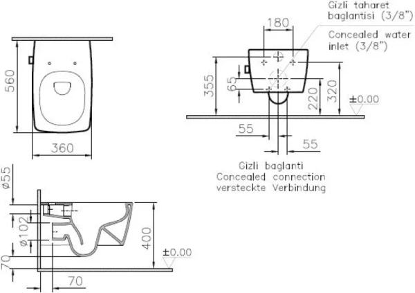 Унитаз VitrA Metropole 7672B003-1684 безободковый и функцией биде