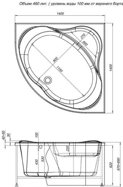 Акриловая ванна Aquanet Palau 140x140 00204021