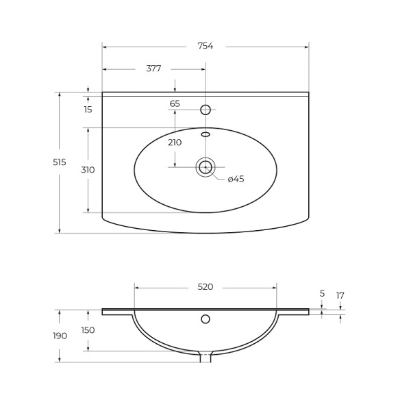 Мебельная раковина Cezares Comfort 75 см 50132