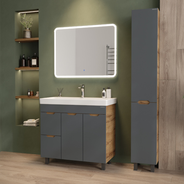 Тумба под раковину Onika Айленд 90 см 109032 дуб крафт золотой/графит