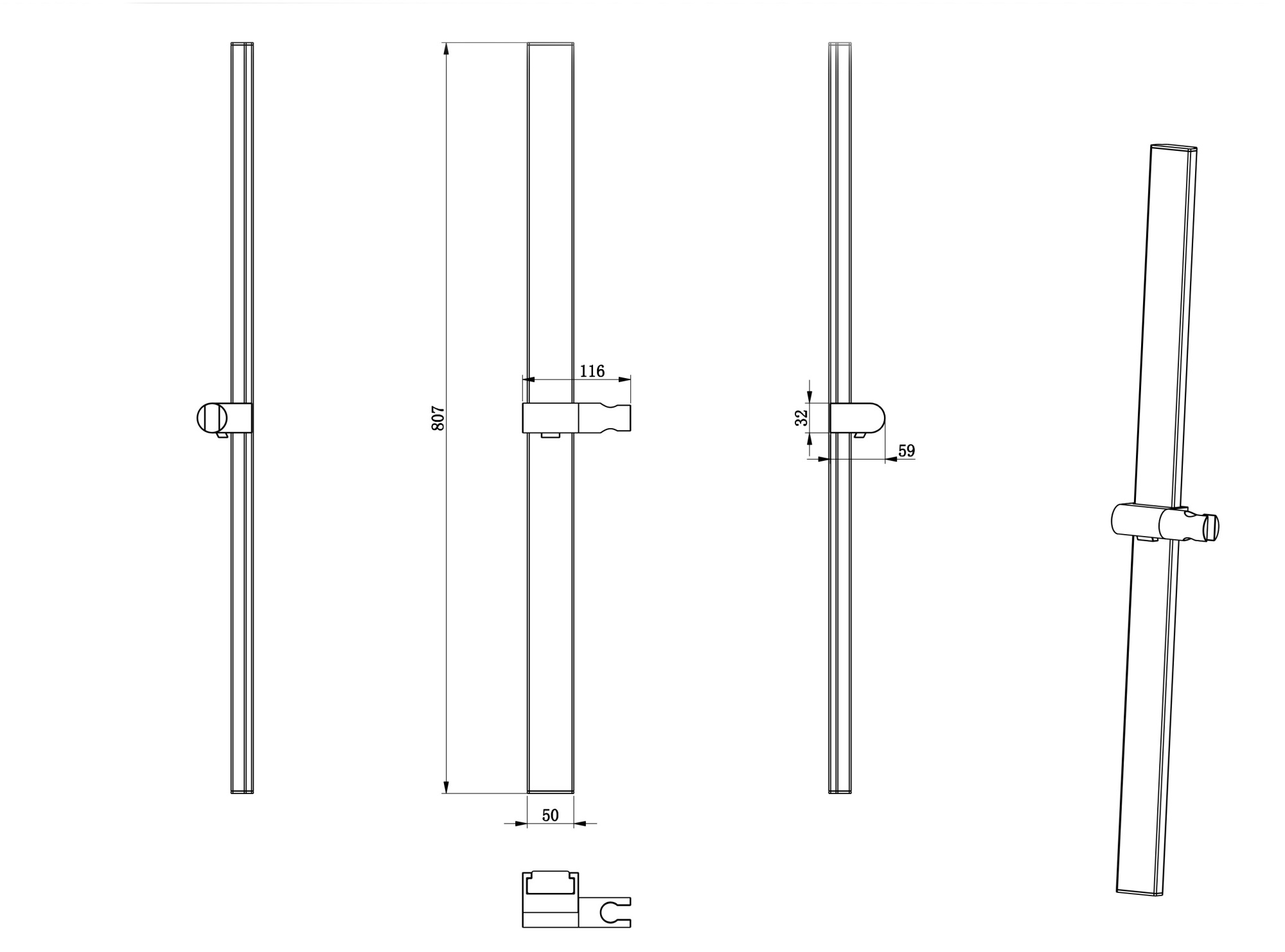 Душевая штанга Wonzon & Woghand WW-986210-MB черный матовый