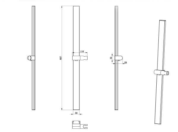 Душевая штанга Wonzon & Woghand WW-986210-BGM темный графит глянцевый