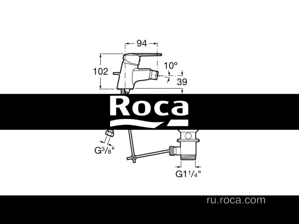Смеситель Roca Victoria для биде с донным клапаном 5A6N25C0M Смеситель Roca Victoria для биде с донным клапаном 5A6N25C0M